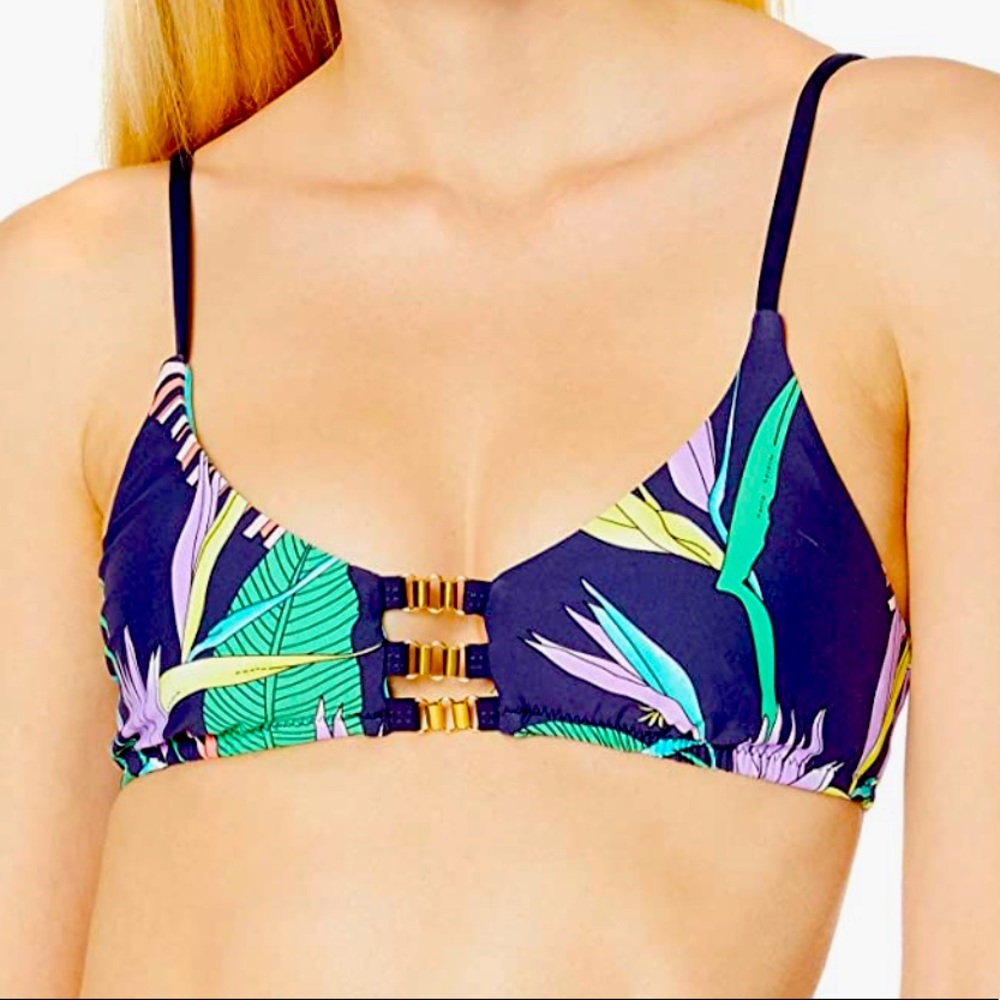 Trina Turk Midnight Paradise Triangle Bikini Top 10 NEW
